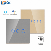 Interrupteur mural tactile intelligent avec logo personnalisé, panneau en verre Wifi, 1/2/3/4 voies, compatible Alexa et Google Home