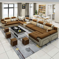 Sofá Modular en Forma de U de 7 Plazas para Sala de Estar Moderna, Muebles de Salón, Sofá Seccional en Forma de L, Tela de Microfibra de Lujo
