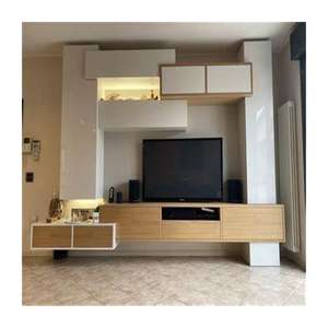 Prima <span class=keywords><strong>meuble</strong></span> <span class=keywords><strong>TV</strong></span> crème vent blanc <span class=keywords><strong>suspendu</strong></span> support <span class=keywords><strong>TV</strong></span> moderne minimaliste salon mural Suspension mur Table à thé armoire - Product Image 2