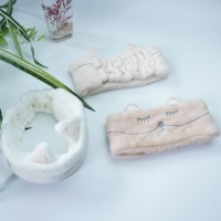 Bandeau de spa brodé oreilles de chat, doux et confortable, pour les amateurs de maquillage et de soins de la peau