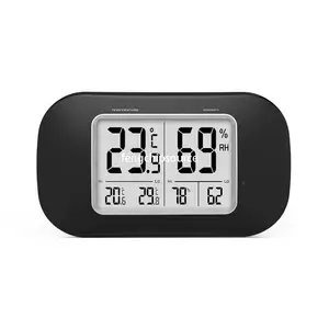 ميزان درجة الحرارة والرطوبة داخلي صغير 729 لغرفة المعيشة والمطبخ والحمام، ميزان حرارة بشاشة رقمية تسجيل بيانات على مدار اليوم