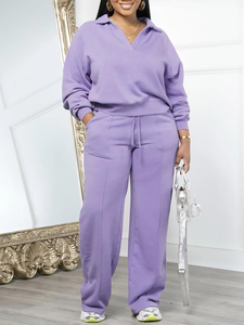 <span class=keywords><strong>Abbigliamento</strong></span> Donna all'<span class=keywords><strong>Ingrosso</strong></span> S-2XL, Set 2 Pezzi a Maniche Lunghe, Tinta Unita, Casual, Comodo, Alta Qualità, Vestibilità Ampia in Poliestere e Spandex - Product Image 1