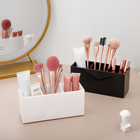 Acrylique transparent porte-crayon de bureau crayon maquillage brosse boîte de rangement trois compartiments grande capacité boîte de rangement en plastique