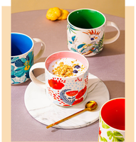 Mug à café en céramique empilable artistique, 15 onces, multicolore, logo personnalisé, cadeau promotionnel, vaisselle pour la maison et le bureau