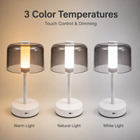 Lampe de table solaire LED portable d'extérieur en métal avec contrôle tactile à intensité variable pour la décoration moderne des patios et terrasses