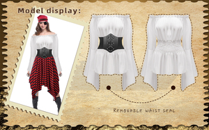 <span class=keywords><strong>Disfraz</strong></span> de Pirata del Caribe para <span class=keywords><strong>Mujer</strong></span>, Top, Falda, Brazalete, Parche, Pañuelo, Medias de Seda, Faja, Conjunto Completo para Halloween, Carnaval, Fiesta - Product Image 3