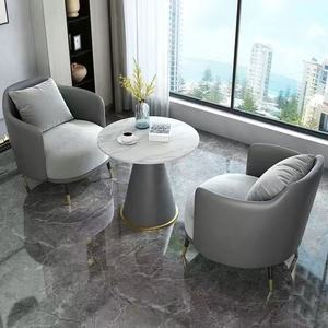 軽奢メタルアイアンフレームモダンレジャー交渉椅子セット（リビングルーム、ビジネスレセプション用、厚みのあるデザイン） - Product Image 5