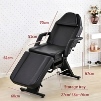 Table de massage esthétique réglable à 9 niveaux, en cuir PU éponge épais de 10 cm, chaise de salon/tatouage inclinable avec plateau de rangement