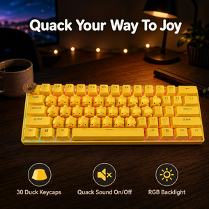 Cute Duck Theme 61 <b>Keys</b> Mechanical Keyboard 30 Replaceable Duck Keycaps Quack Sound RGB Backlit Funny Stress Relief Wholesale - Product Image 1