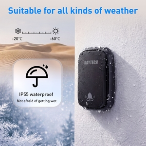 Timbre Inalámbrico Daytech, Sin Necesidad de Batería, Botón Resistente al <span class=keywords><strong>Agua</strong></span>, Cobertura de Señal Remota - Product Image 4