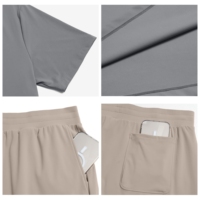 Ensemble 2 pièces de survêtement respirant et extensible pour homme avec logo personnalisé, t-shirt à manches courtes et short de sport à séchage rapide pour la gym, la course et l'entraînement