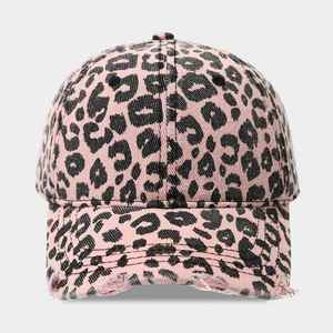 New Arrival Vintage Leopard Print Distressed Brim Baseball Cap Spring Autumn Fashion Outdoor Girl Women 6 Panels Sports <b>Hat</b> - Product Image 4
