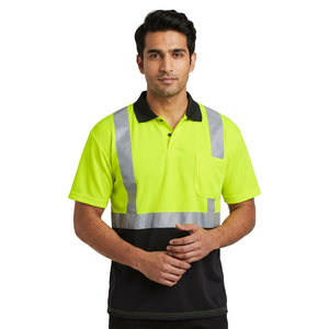 เสื้อโปโลแขนยาวสำหรับงานรักษาความปลอดภัย OEM เสื้อโปโลทำงานเพื่อความปลอดภัย ผ้าฝ้าย 100% เสื้อโปโลสะท้อนแสง Hi-Viz พร้อมแถบสะท้อนแสง - Product Image 1