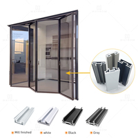 Porte pliante moderne pour entrée étroite, en aluminium fin et verre trempé, pour cuisine
