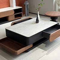 Table basse extensible en bois massif, style minimaliste moderne, noyer noir, meubles de salon