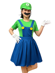 Robe de cosplay <span class=keywords><strong>Mario</strong></span>/Luigi pour femmes, costume de jeu de rôle sur le thème d'Halloween - Product Image 4
