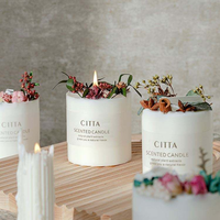 Set Hadiah Lilin Aromaterapi Kedelai Mewah Kustom Grosir dengan Bunga Kering, Lilin Aroma dalam Wadah Kaca, Dekorasi Rumah, Hadiah Liburan