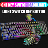 Ensemble clavier et souris RGB noir, touches transparentes, souris de jeu lumineuse 4D