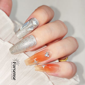 <span class=keywords><strong>Faux</strong></span> ongles 3d Luxury Medium Coffin Press on Nails Emballage personnalisé en métal noir et argent <span class=keywords><strong>Faux</strong></span> ongles à paillettes avec strass - Product Image 4