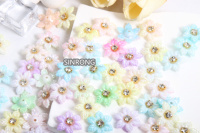 Décorations florales en strass 3D |   Fleurs en plastique pastel 18 mm pour accessoires de cheveux, artisanat DIY, vente en gros