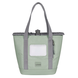 Sac isotherme pliable en polyester imperméable 20L vert menthe avec double poignée et fermeture éclair, écologique, pour pique-nique et conservation des aliments - Product Image 1