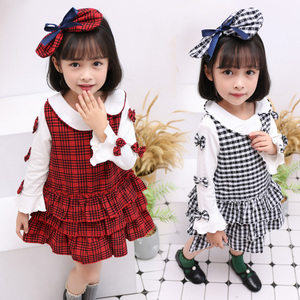 Robe à carreaux à manches longues pour filles avec nœud à volants pour fête, vêtements pour bébés et enfants en dropshipping, provenant d'un fournisseur chinois - Product Image 2