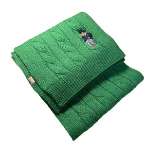 <strong>100</strong>% Merino <strong>Wool</strong> Square Muslim <strong>Shawl</strong> for Men and Women-Winter Classic Twist Embroidered Bear Design - Product Image 5