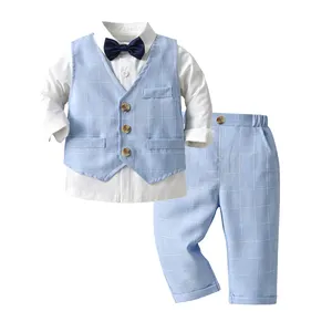Комплект одежды для новорожденных мальчиков в британском стиле, летний хлопковый костюм для мальчиков, черная одежда, платье для ребенка