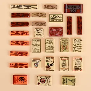 MOC panneau d'affichage médiéval panneau routier grain de bois imprimé pièce indicateur barre humain accessoire de poche jouet pour legoings