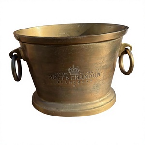 Seau à glace antique au design robuste avec poignée, fournitures pour événements, personnalisable, en métal de qualité alimentaire, refroidisseur à champagne et vin, pour fêtes - Product Image 1