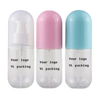 Bouteilles de lotion en plastique en forme de capsule de pilule rose, bleue, blanche et jaune, 30 ml-100 ml, pour l'emballage des soins de la peau et du shampoing