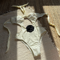 Bodysuit Bandage Wit Badmode Eendelig Badpak Rugloos Strandpak Zwart Bikini Sexy Vrouw Strandkleding