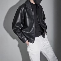 Veste Moto Premium Noire pour Hommes en Simili Cuir PU, Manteau Personnalisé pour l'Hiver et le Quotidien