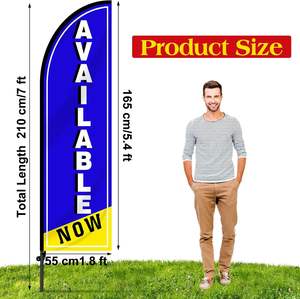 En location/Disponible : Ensemble de drapeaux à franges Swooper de 7 pieds en polyester imperméable avec support en aluminium <span class=keywords><strong>pour</strong></span> la publicité des magasins de détail et des entreprises - Product Image 5