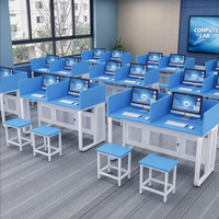 Table rabattable multimédia à structure en acier, pupitre scolaire, bureau d'ordinateur multifonctionnel avec écran rabattable pour salles de classe et salles informatiques