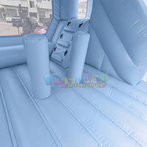 Château gonflable bleu clair pour fêtes en plein air, mariage, avec toboggan - Product Image 4