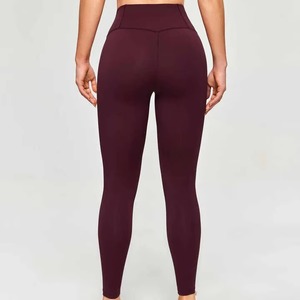 High Waist Seamless <b>Leggings</b> Women Full Length Solid Color Sporty Stretch Breathable Knitted Spandex / <b>Nylon</b> Pants - Product Image 3