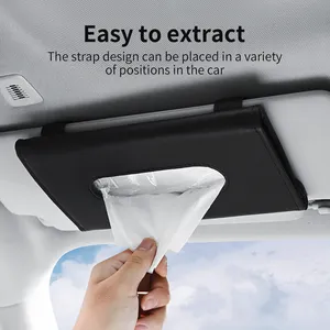 Hot Style Car Portable Tissue Storage Cover Car Sun Visor Hanging Leather Tissue Bag Car Sun Shield Tissue Box