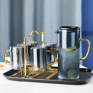1500Ml Nordic Color Ketels Set Resistente Huishoudelijke Glazen Water Kan Glazen Kruik Set