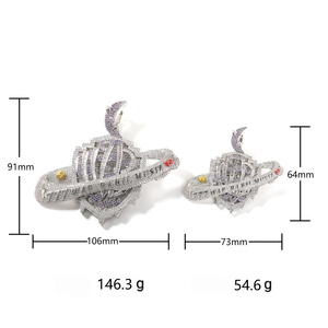 Pendentif Rapper 777 Galaxy Nebula Iced Out, Collier <span class=keywords><strong>de</strong></span> Luxe Cosmique Hip Hop Global, Bijou Unique Brillant Planète 2026, Cerceau Lune Étoile - Product Image 6