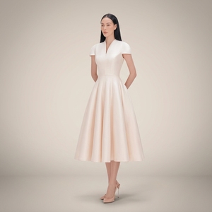 Nuovo <span class=keywords><strong>Abito</strong></span> Lungo da Donna Casual <span class=keywords><strong>a</strong></span> Tinta Unita con Scollo <span class=keywords><strong>a</strong></span> V e Vita Alta in Poliestere/Cotone Vestibilità Slim - Product Image 1