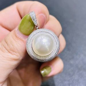 31288DIY <b>Loose</b> <b>Pearls</b> Accessory S925 Silver Pendant Empty Holder with 13-15mm Round Fashion Necklace Concealer - Product Image 1