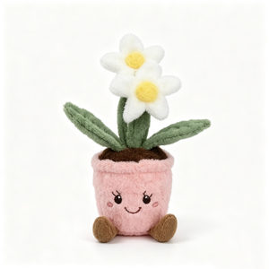 Peluche de fleur en pot personnalisée avec pot rose et fleur violette, plante en peluche à feuilles vertes avec visage brodé, charme et joie assurés - Product Image 2