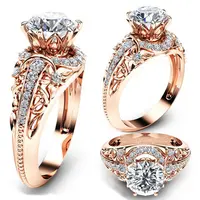 Bague en diamant micro incrusté pour femme, or rose 14 carats, pierre précieuse de topaze blanche, fabricant de bagues délicates, livraison directe