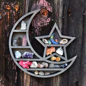 Casa in legno falce di luna mensola <span class=keywords><strong>per</strong></span> decorazione da parete facile montaggio Display di stoccaggio in camera da letto dormitorio vivaio <span class=keywords><strong>armadio</strong></span> <span class=keywords><strong>per</strong></span> la conservazione degli alimenti - Product Image 2