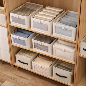 Cotton Wardrobe Organizers and Storage <b>Bins</b> with Clear Window Foldable Durable Multifunction Space-Saving for Clothing Jeans - Product Image 2