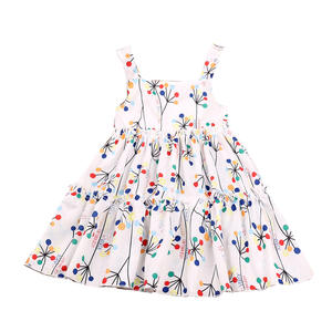 Robe d'été pour filles, imprimé feuilles, jupe de princesse à bretelles, vêtements pour enfants, vente en gros, nouvelle collection 2022 - Product Image 4