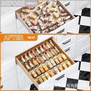 Tiered Spice Rack Acrylic <b>Drawer</b> Storage Organizer Rectangle Multifunction Kitchen Condiment Jar Holder - Product Image 3