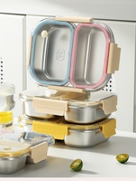 Boîte à lunch scolaire pour enfants, 850 ml, 2 compartiments, en acier inoxydable 304, sans BPA, amovible, personnalisable avec logo OEM, compatible lave-vaisselle