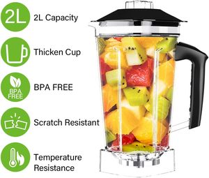 Mixeur-broyeur-blender électrique commercial en acier inoxydable, usage domestique intensif, moteur en cuivre pur 1800W, faible niveau sonore - Product Image 5
